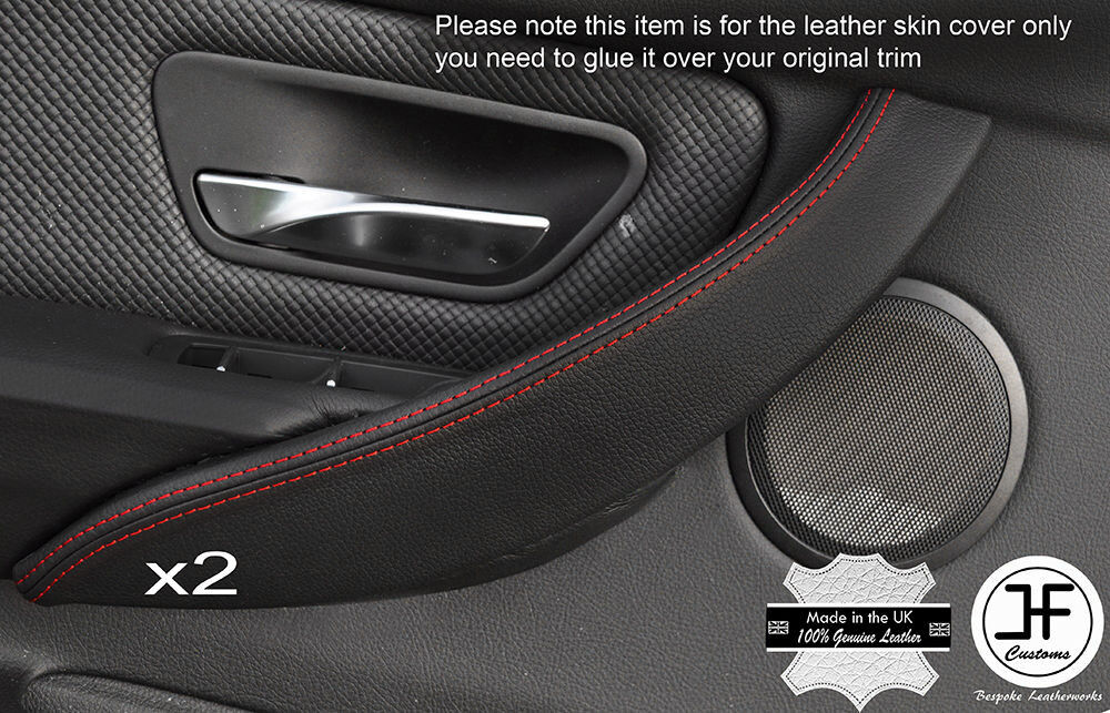 RED STITCH 2X REAR DOOR HANDLE TRIM LEATHER COVERS FITS BMW F34 GT 2012-2017