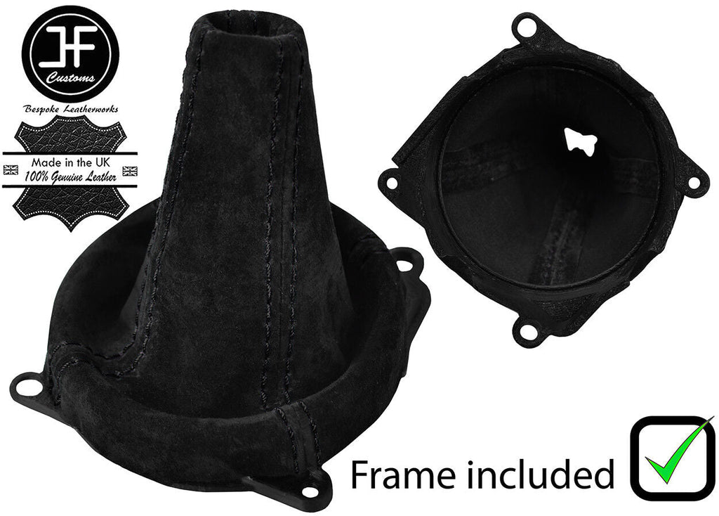 BLACK STITCH SUEDE GEAR GAITER+FRAME FOR MITSUBISHI LANCER EVO 7 8 9 5 SPEED