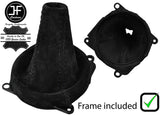 BLACK STITCH SUEDE GEAR GAITER+FRAME FOR MITSUBISHI LANCER EVO 7 8 9 5 SPEED