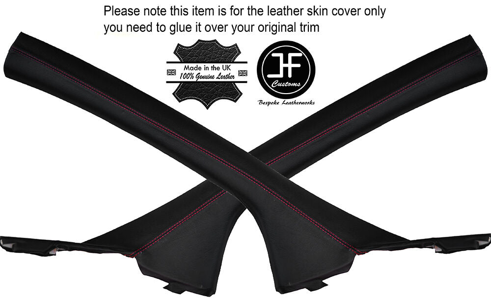 RED STITCH 2X A PILLAR LEATHER COVERS FITS CITROEN C8 PEUGEOT 807 FIAT ULYSSE