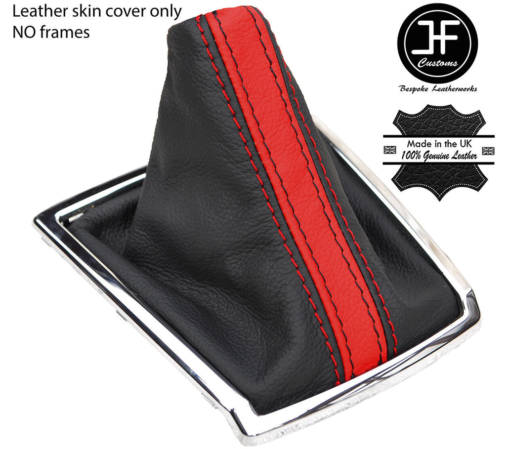 BLACK RED STRIPE TOP GRAIN LEATHER GEAR GAITER FOR TOYOTA COROLLA VERSO 04-09