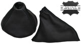 BLACK DOUBLE STITCH FITS FIAT 500 2007-2015 GEAR HANDBRAKE GAITER LEATHER