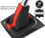 BLACK & RED STRIPE TOP GRAIN LEATHER MANUAL GEAR GAITER FITS AUDI A3 8P 04-12