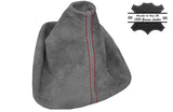 RED STITCH MANUAL GRAPHITE SUEDE GEAR GAITER FITS BMW 3 SERIES E36 E46