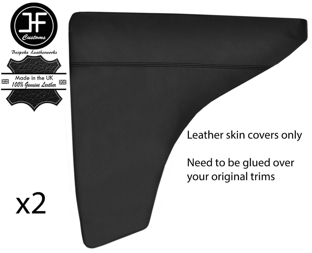 BLACK STITCH 2X REAR DOOR CARDS LEATHER COVERS FITS MORRIS MINOR 1000 2 DOOR