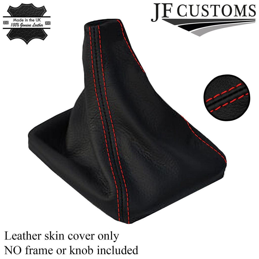 FITS TRANSIT MK7 06-14 BLACK LEATHER GEAR GAITER red stitch CUSTOM NEW