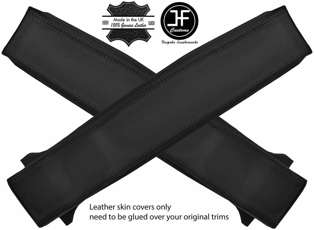 BLACK STITCH 2X LOWER B PILLAR REAL LEATHER COVERS FITS RANGE ROVER CLASSIC