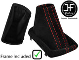 RED STITCH SUEDE AUTOMATIC S TRONIC GEAR + PLASTIC FRAME FITS AUDI TT 15-18