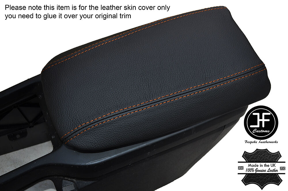 ORANGE STITCHING ARMREST LID LEATHER COVER FITS VOLVO V40 2012-2015 CUSTOM NEW
