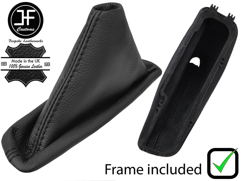 BLACK STITCH LEATHER HANDBRAKE GAITER+PLASTIC FRAME FITS NAVARA D40 2006-2012
