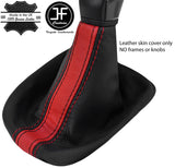 BLACK & RED STRIPE REAL LEATHER MANUAL GEAR GAITER FITS CITROEN C3 MK3 16-19