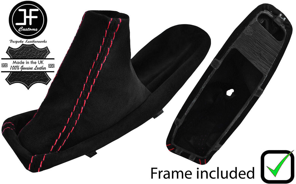 RED STITCH SUEDE HANDBRAKE GAITER WITH PLASTIC FRAME FOR BMW E90 E91 E92 E93