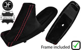 RED STITCH SUEDE HANDBRAKE GAITER WITH PLASTIC FRAME FOR BMW E90 E91 E92 E93