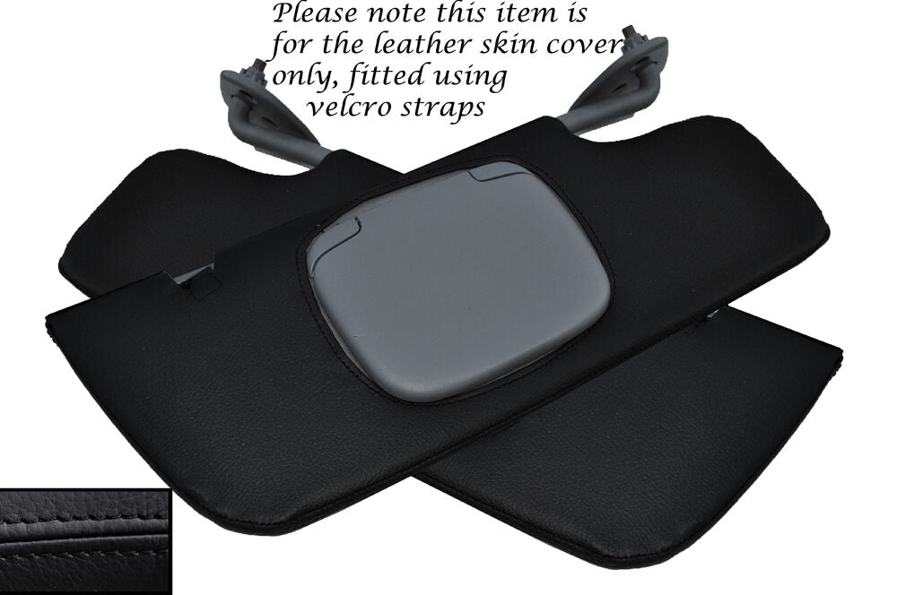 BLACK STITCHING 2X SUN VISORS LEATHER SKIN COVERS FITS FORD MUSTANG 2005-2009