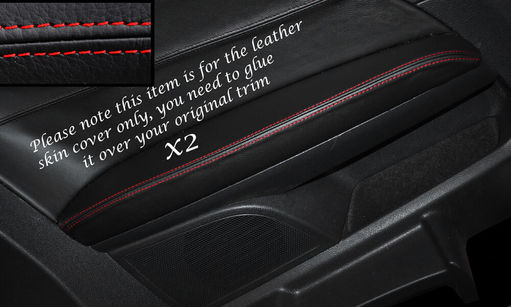 RED STITCHING 2X REAR DOOR ARMREST SKIN COVERS FITS VW SCIROCCO 2008-2014