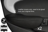 BLACK STITCH 2X REAR DOOR ARMREST LEATHER COVERS FITS BMW MINI COOPER F55 14-17