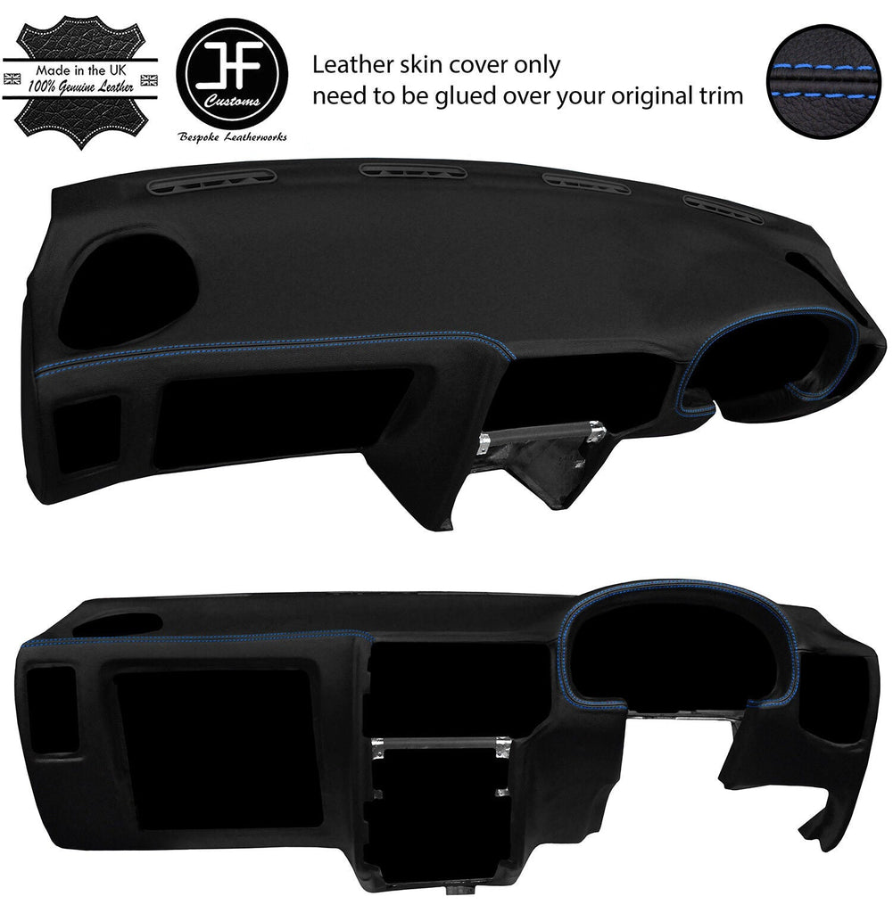 BLUE STITCH DASH DASHBOARD REAL LEATHER COVER FITS VW CADDY VAN MK2 1995-2003