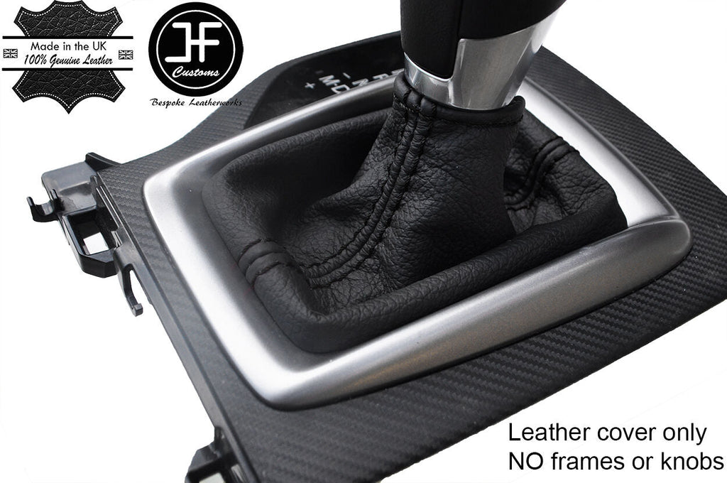 BLACK STITCHING LEATHER AUTO AUTOMATIC GEAR GAITER FITS MAZDA 3 2014-2017