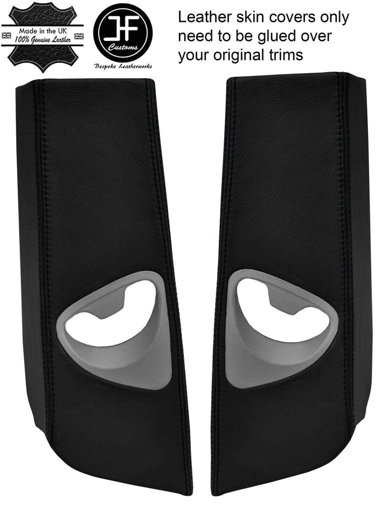 BLACK STITCH 2X UPPER B PILLAR LEATHER COVERS FOR BMW 6 SERIES E63 COUPE 04-10