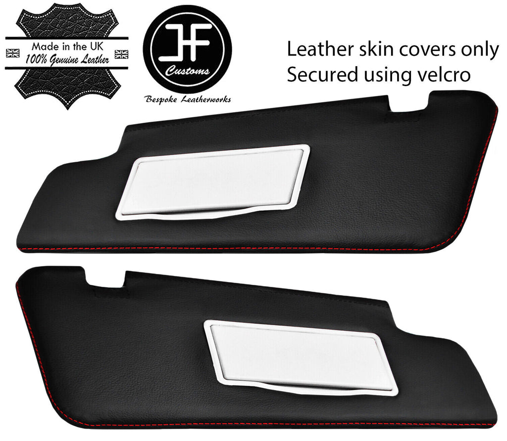 RED STITCHING 2X SUN VISORS LEATHER COVERS FITS LAND ROVER DISCOVERY 4 09-16
