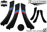 TRI STRIPE ITALIAN LEATHER 3X DOOR HANDLE TRIM + COVERS FOR BMW E90 E91 E9X