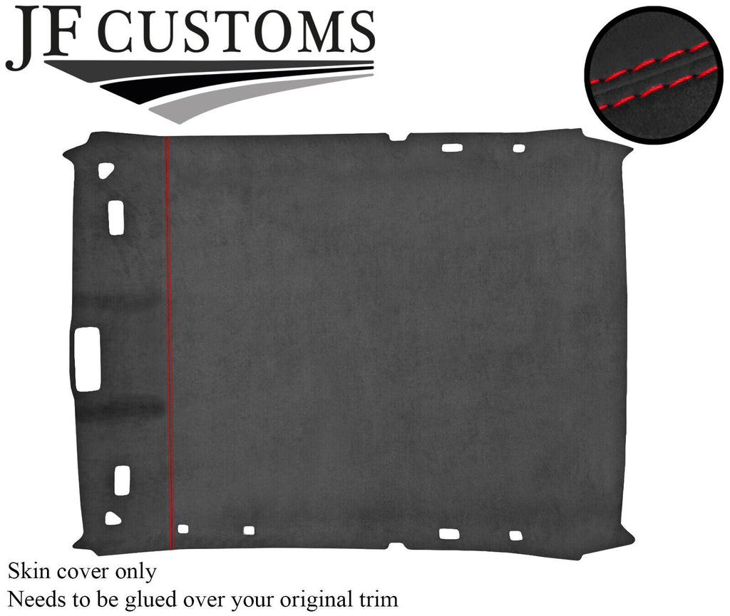RED STITCH ROOF HEADLINING LINER DARK GREY LUXE SUEDE COVER FOR BMW E36 COUPE