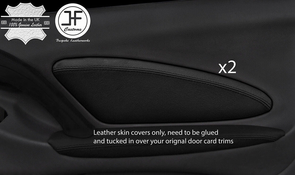 BLACK REAL LEATHER 2X FRONT DOOR CARD TRIM COVERS FITS TOYOTA CELICA MK7 99-05