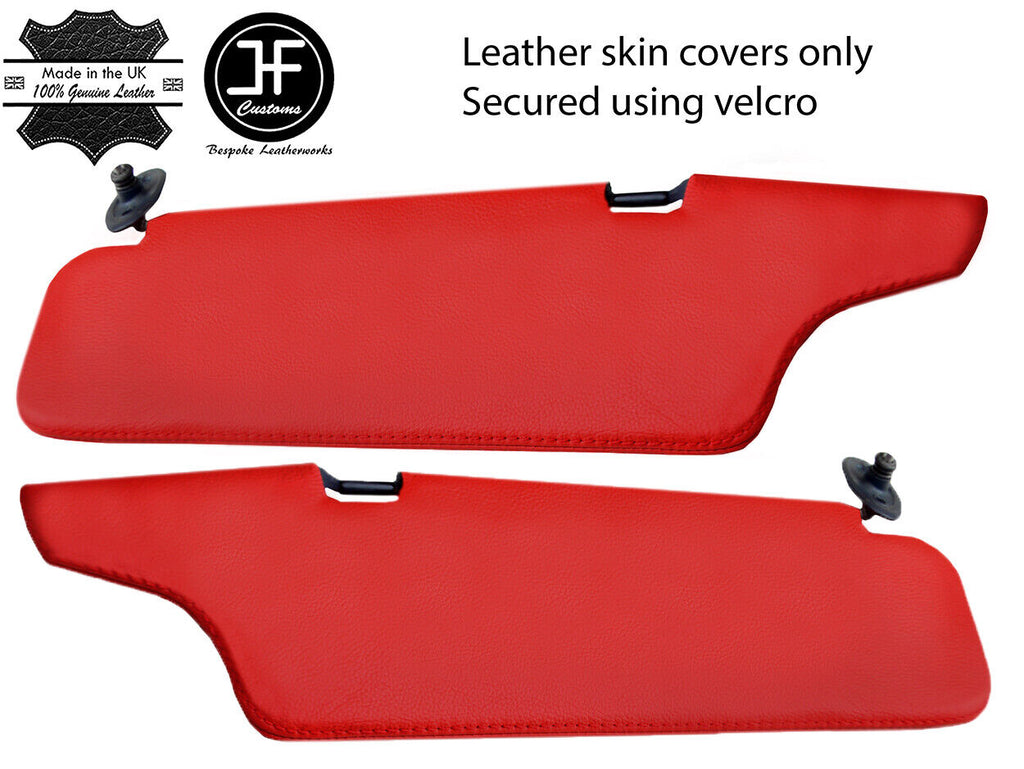 RED REAL LEATHER 2X SUN VISORS COVERS FOR TOYOTA MR2 MK1 1984-1990 CUSTOM NEW