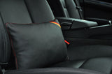 1X GERMAN STRIPES RED STITCH GENUINE LEATHER LUXURY CAR SEAT PILLOW CUSHION