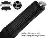 BLACK & BLACK STRIPE REAL LEATHER HANDBRAKE HANDLE COVER FOR FORD FOCUS 14-18