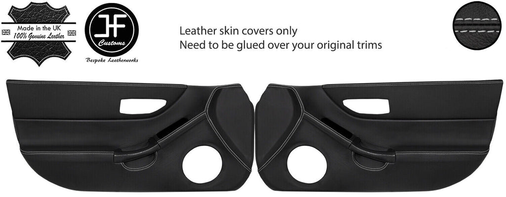 GREY STITCH 2X FULL DOOR CARD REAL LEATHER COVERS FITS HONDA CRX DEL SOL 92-97
