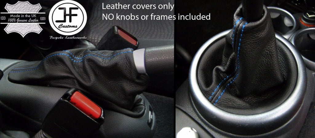 BLUE STITCH REAL LEATHER GEAR & HANDBRAKE GAITER FITS MINI COOPER S ONE 01-06