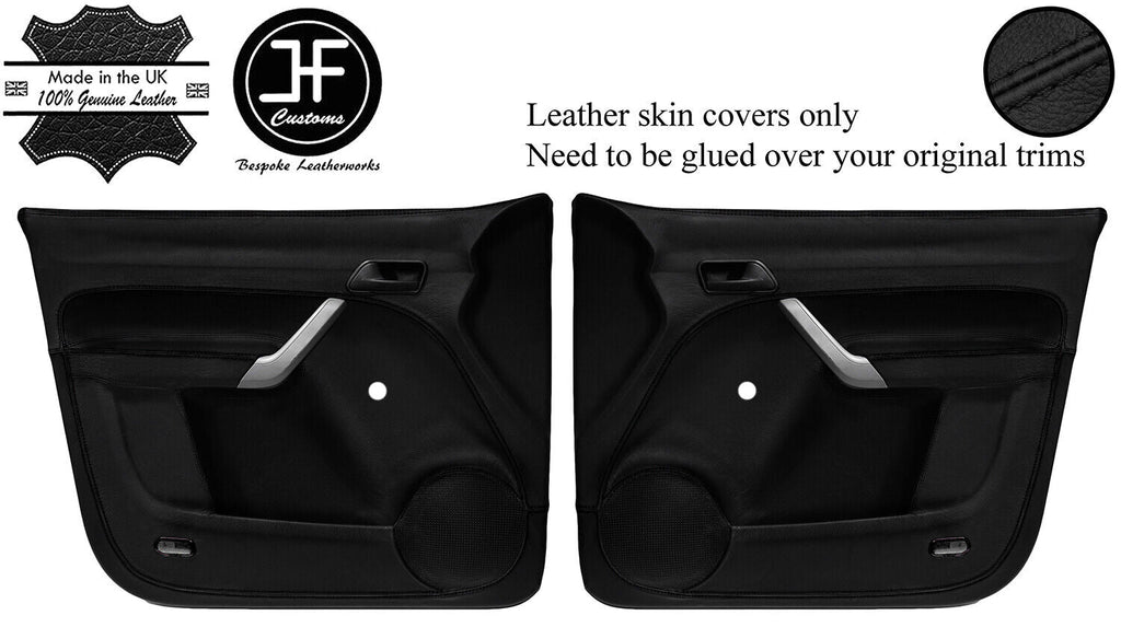 BLACK STITCH 2X FRONT FULL DOOR CARD LEATHER COVERS FOR VW CADDY MK3 2004-2010