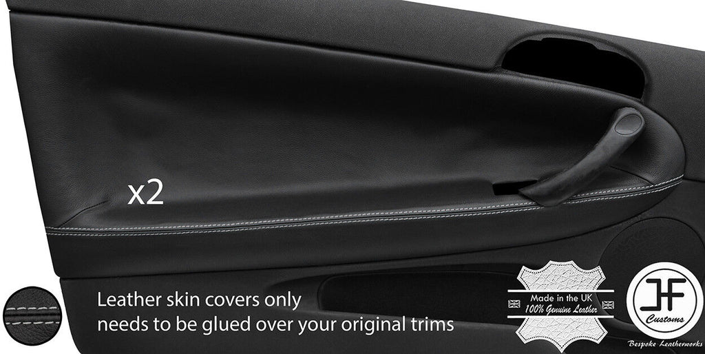 GREY STITCH 2X FRONT DOOR CARD TRIM LEATHER COVERS FITS ALFA ROMEO 147 3 DOOR
