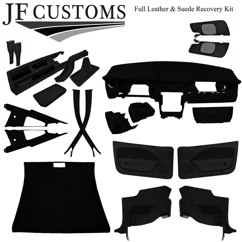 BLACK STITCH SUEDE+LEATHER COVERS FOR FORD MUSTANG 05-09 COUPE  INTERIOR KIT