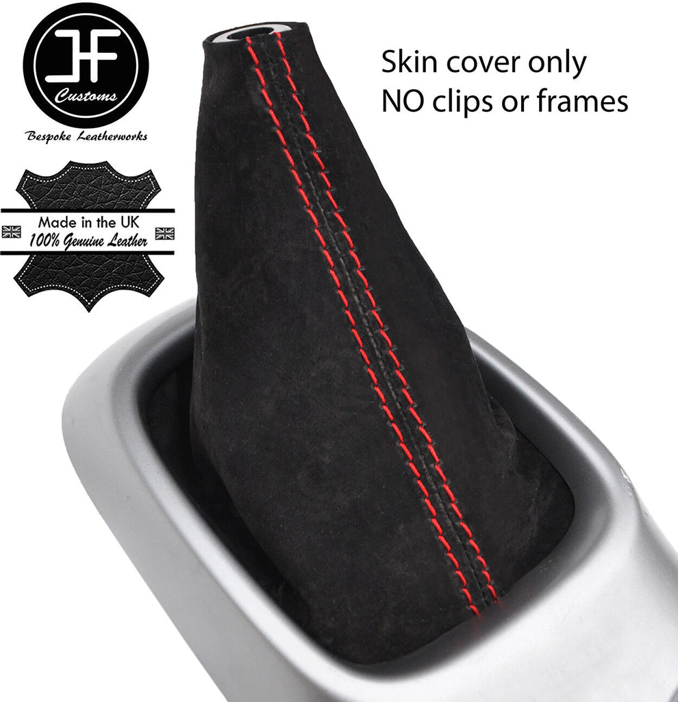 RED STITHCING REAL SUEDE MANUAL GEAR GAITER FOR TOYOTA AYGO 2014-2018 CUSTOM NEW