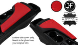 BLACK & RED DOUBLE STITCH LEATHER ARMREST COVER FOR CHEVROLET CAMARO 16-20