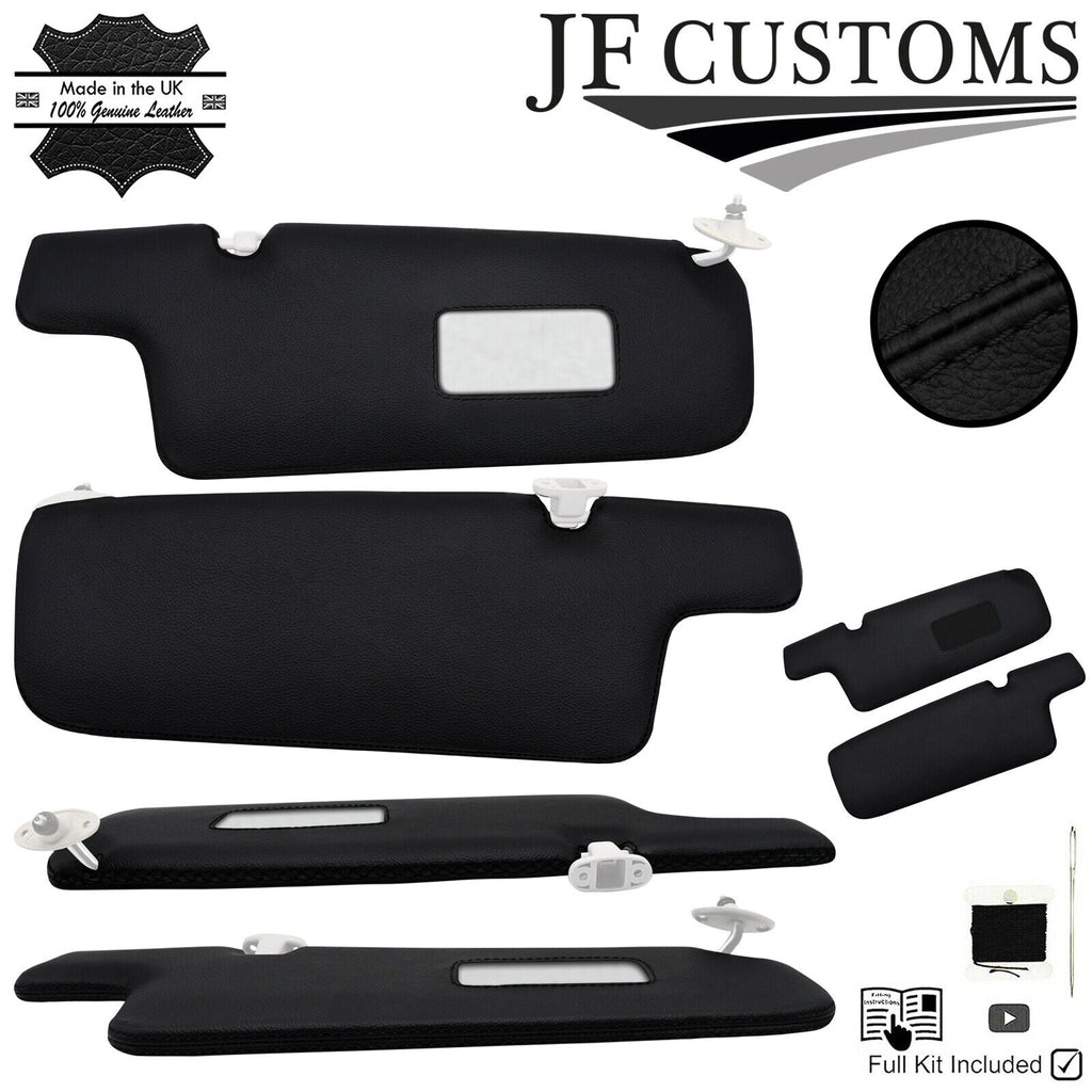 BLACK CROSS STITCH ITALIAN LEATHER 2X SUN VISOR COVERS FOR BMW E30 81-92 JF1