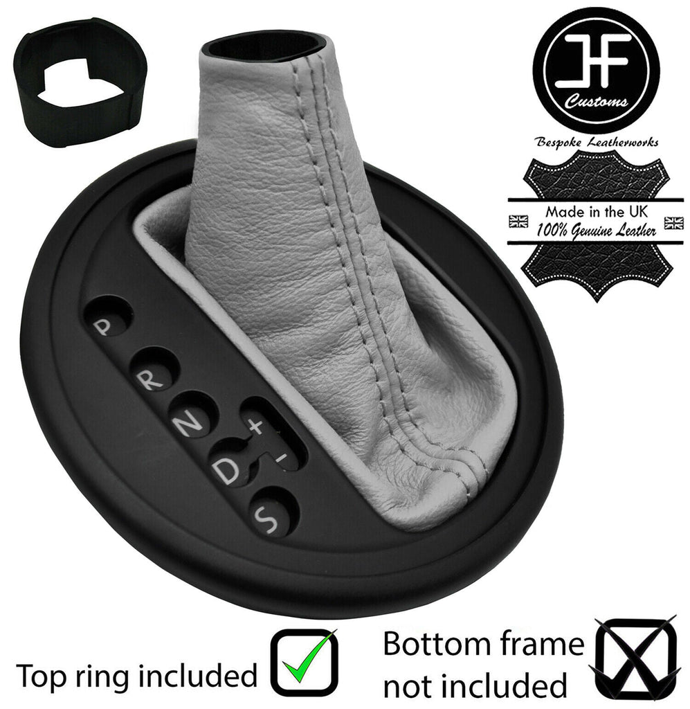 GREY REAL LEATHER AUTO AUTOMATIC GEAR GAITER + TOP RING FOR VW T5 2003-2015