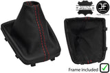 RED STITCH LEATHER GEAR GAITER+PLASTIC FRAME FITS HYUNDAI GENESIS COUPE 13-16