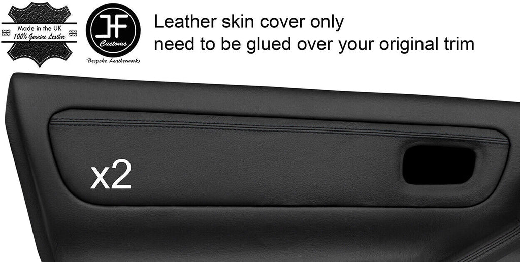 BLACK STITCH 2X DOOR CARD TRIM TOP GRAIN LEATHER COVER FOR TOYOTA MR2 MK3 00-07