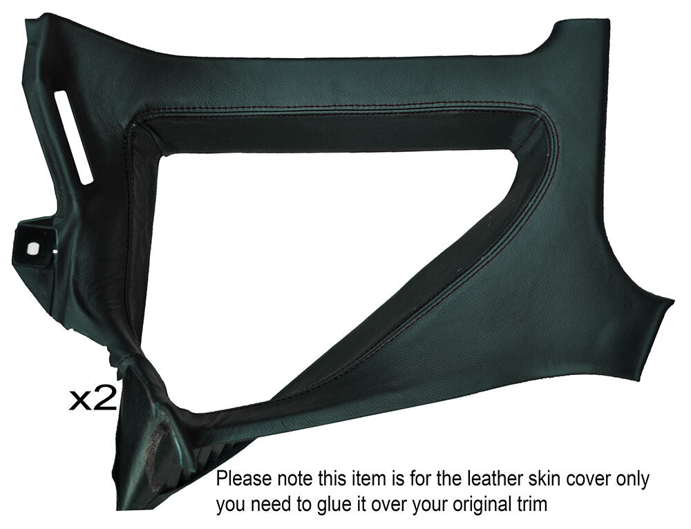 BLACK STICH 2X SIDE QUARTER DASH PANEL LEATHER COVERS FITS TOYOTA MR2 MK1 84-90