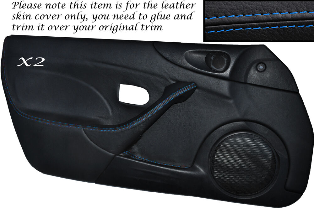 BLUE STITCH 2XFULL DOOR CARD SKIN COVER FITS MAZDA MX5 MK2 MK2.5 00-05 STYLE 2