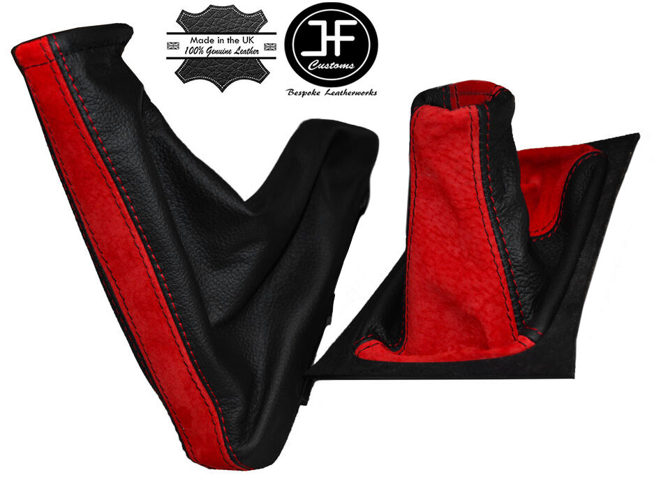 RED SUEDE BLACK LEATHER GAITERS SET FOR VAUXHALL OPEL TIGRA TWINTOP 04-2009