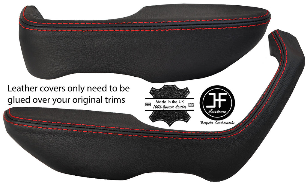 RED STITCH 2X FRONT DOOR HANDLE ARMREST LEATHER COVERS FITS BMW E21 1975-1984