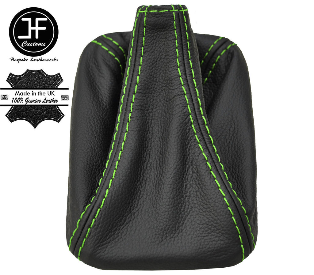 GREEN STITCH TOP GRAIN REAL LEATHER GEAR GAITER FOR VW T4 TRANSPORTER CARAVELLE