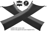 BLACK & GREY REAL LEATHER 2X A PILLAR COVERS FOR VW T5 TRANSPORTER CARAVELLE