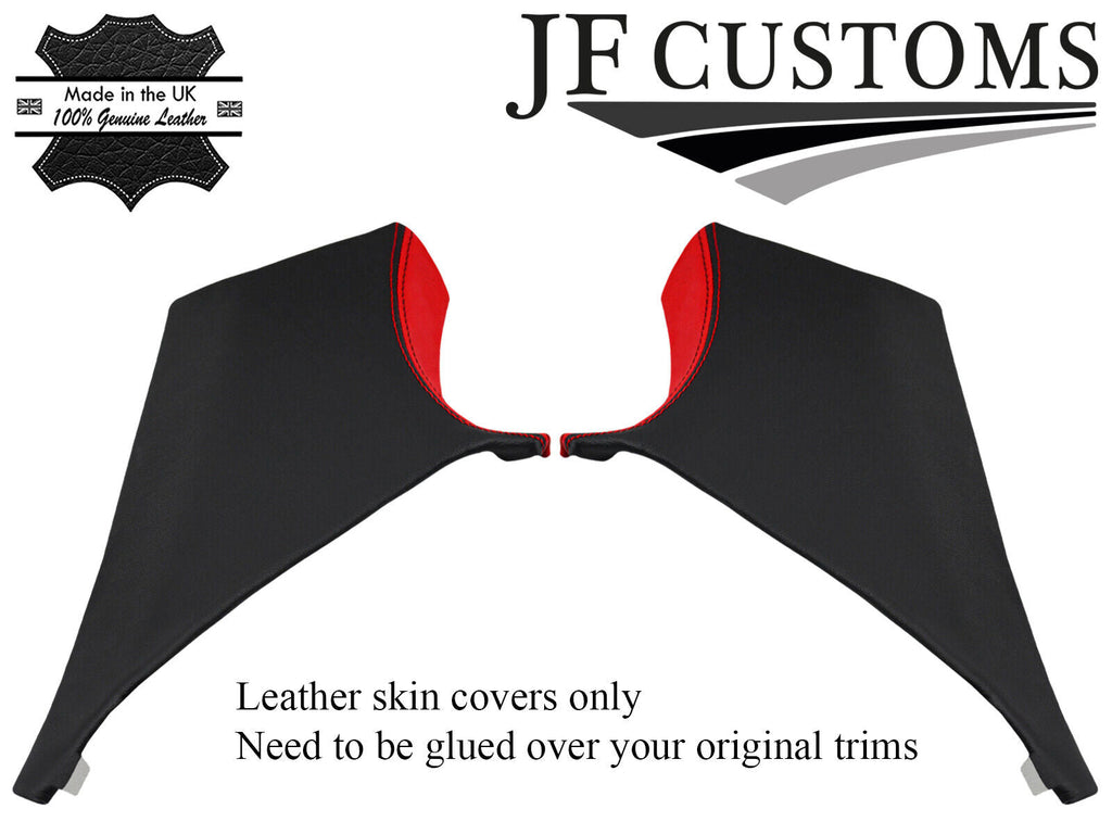 RED & BLACK LEATHER 2X REAR C PILLAR COVERS FITS BMW 3 SERIES F30 11-18 SALOON