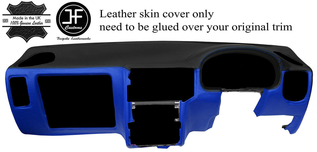 BLACK & BLUE 2 TONE LEATHER DASH DASHBOARD COVER FITS VW CADDY VAN MK2 95-03