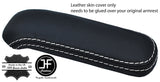 WHITE STITCHING TOP GRAIN REAL LEATHER ARMREST COVER FITS AUDI TT MK2 2007-2014